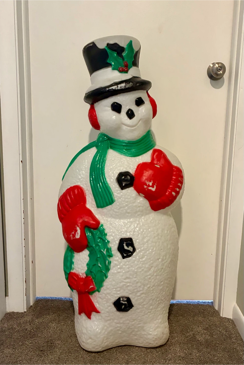 Vintage Snowman Blow Mold Christmas Decoration