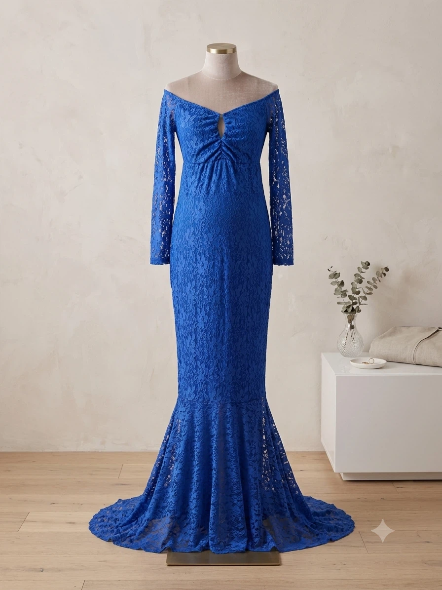 Royal Blue Lace Maternity Dress