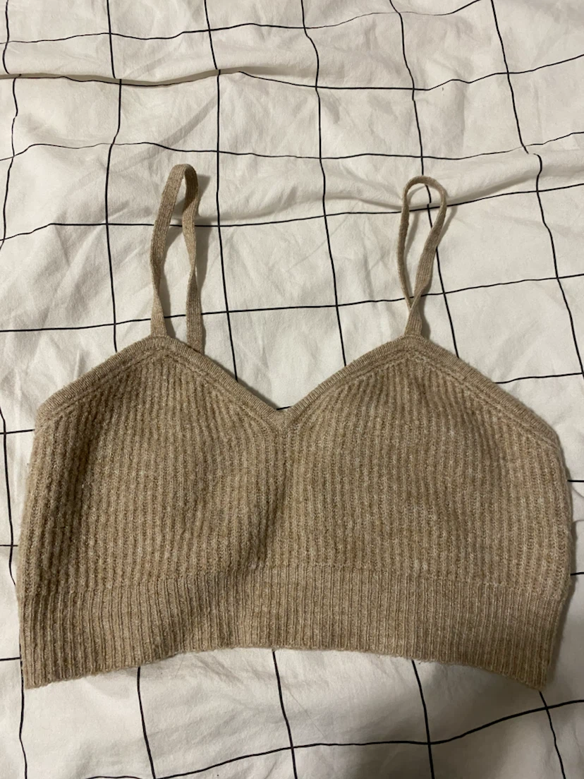 H&M Ribbed Crop Tank Top - Beige