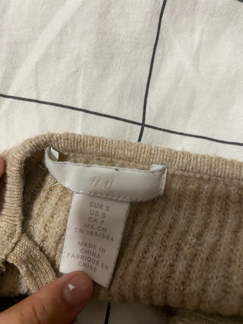 H&M Ribbed Crop Tank Top - Beige - photo 3