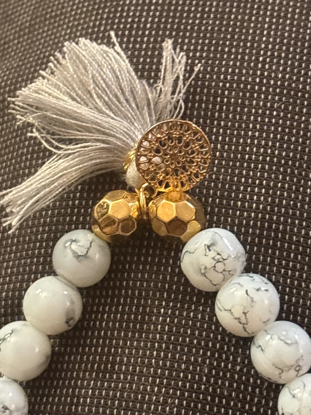 White Stone Beaded Bracelets with Tassel - photo 4