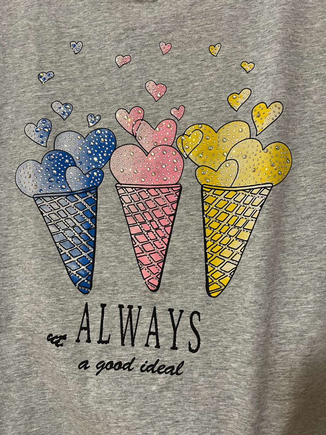 Jus Queen Grey Ice Cream Print T-Shirt Size S/M - photo 2