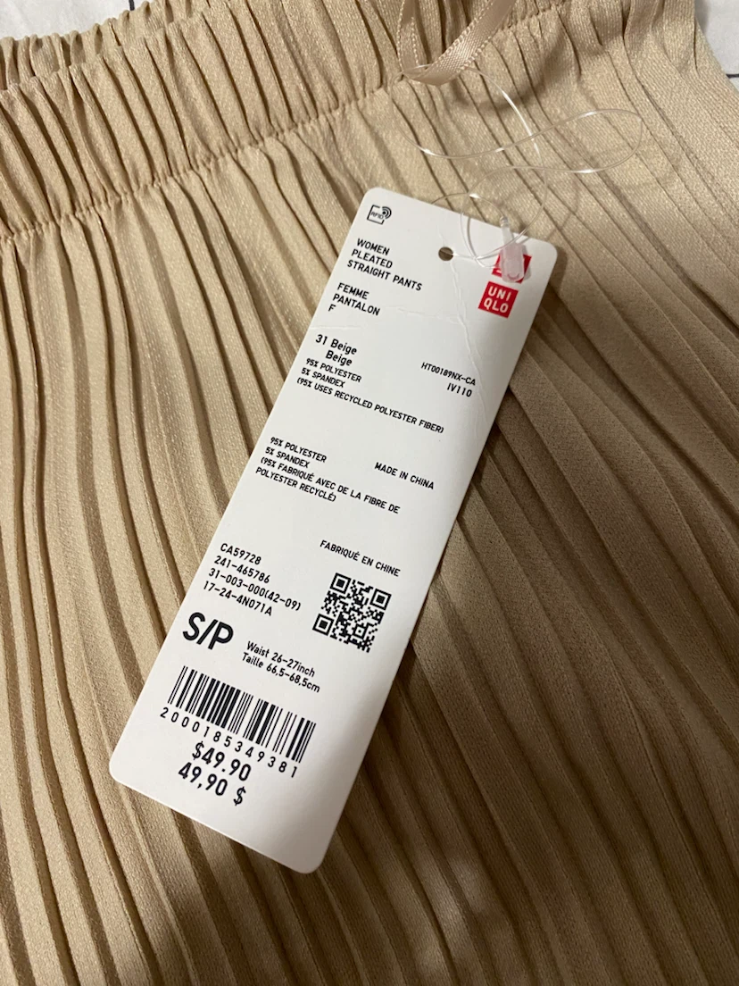 Uniqlo Women's Pleated Straight Pants - Beige - Small - photo 2