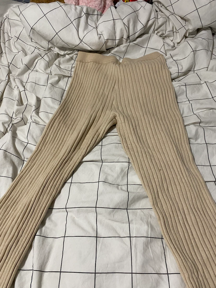 Aerie Ribbed Knit Pants - Tan - Size M Regular - photo 3