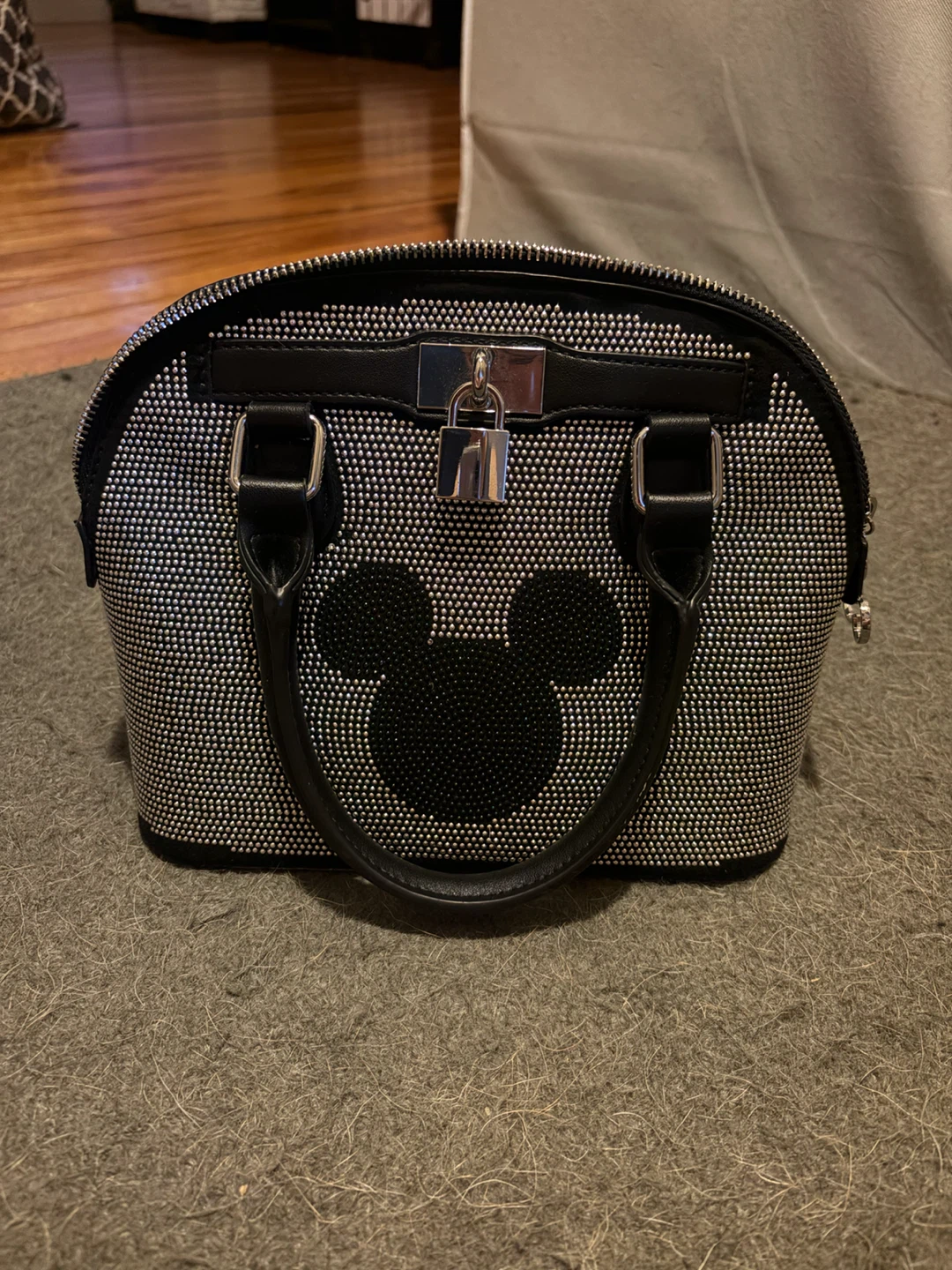 Disney x Aldo Black Mickey Mouse Studded Dome Satchel Purse