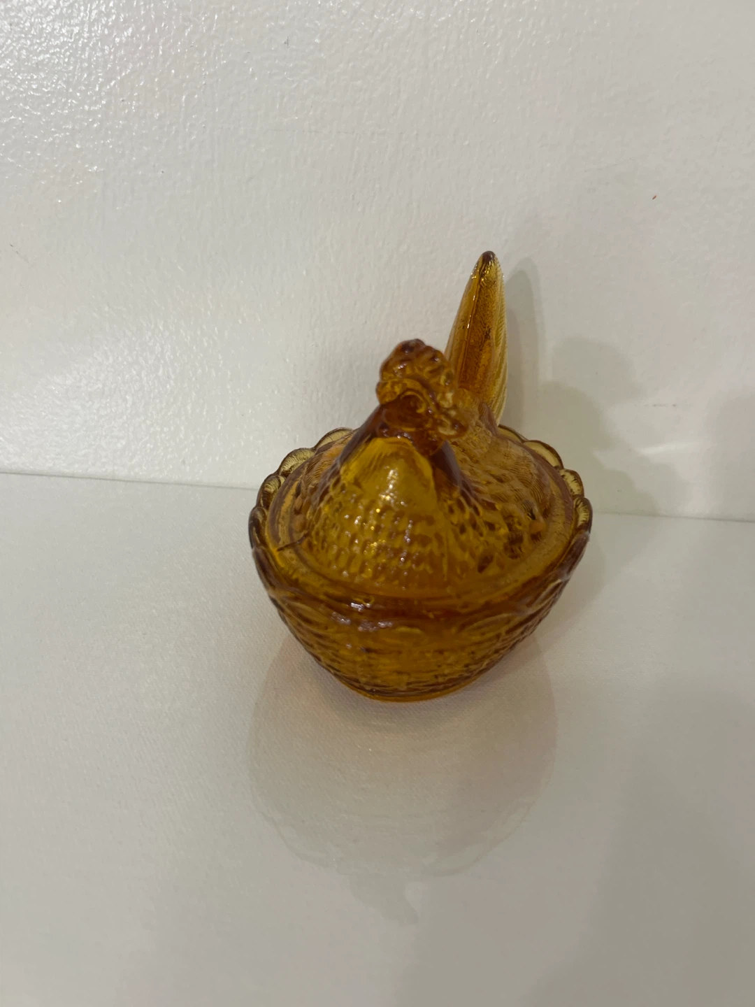 Amber Glass Chicken Hen Nest Candy Dish - photo 2