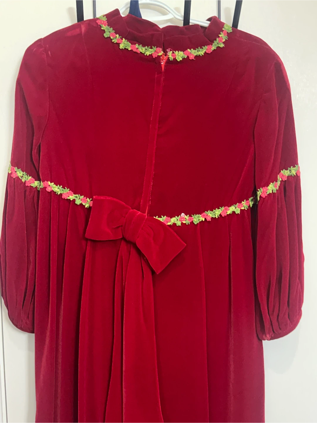 70s Vintage Red Velour Maxi Robe Gown - photo 2