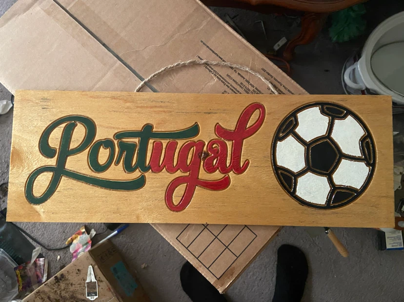 Wooden Portugal Soccer Sign