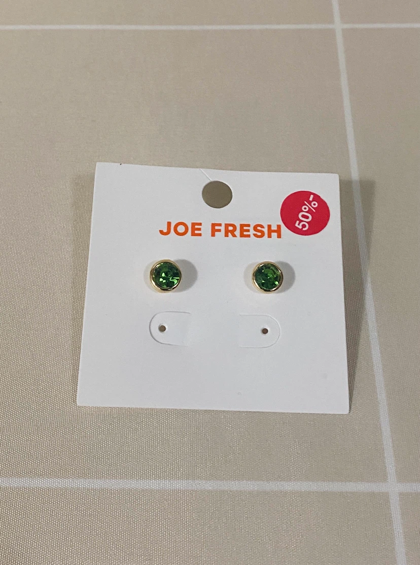 Joe Fresh Green Rhinestone Stud Earrings - Fair Condition