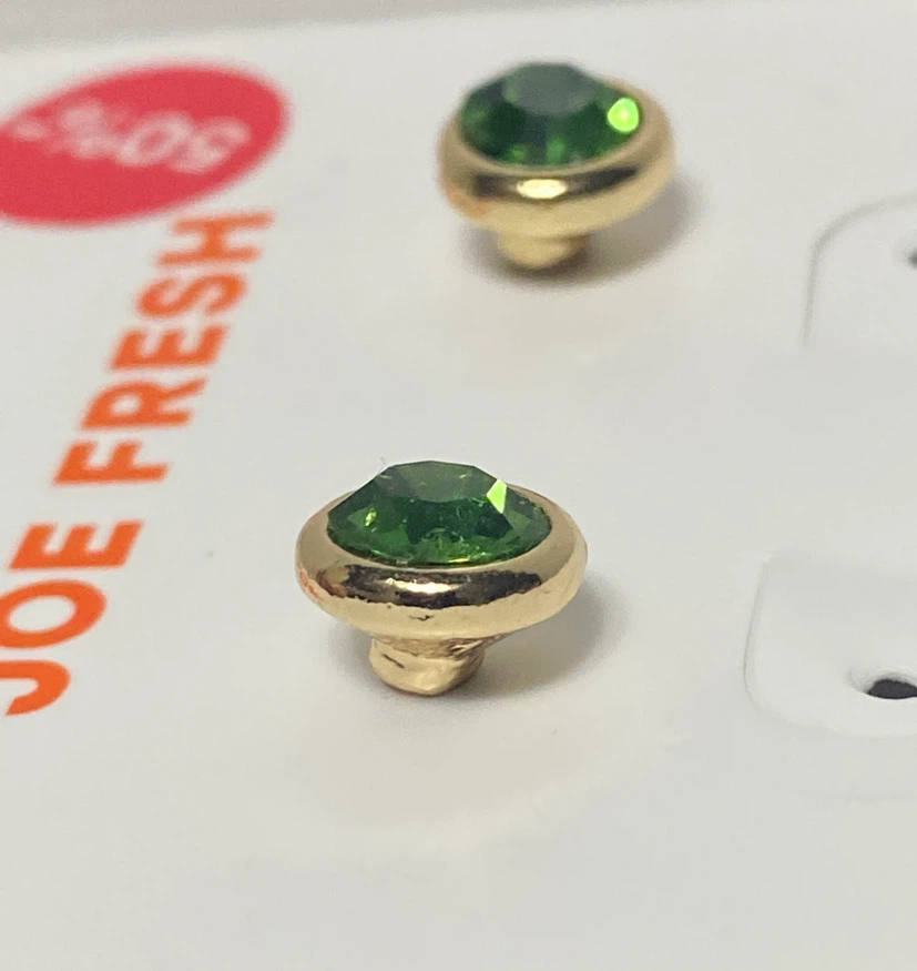 Joe Fresh Green Rhinestone Stud Earrings - Fair Condition - photo 3