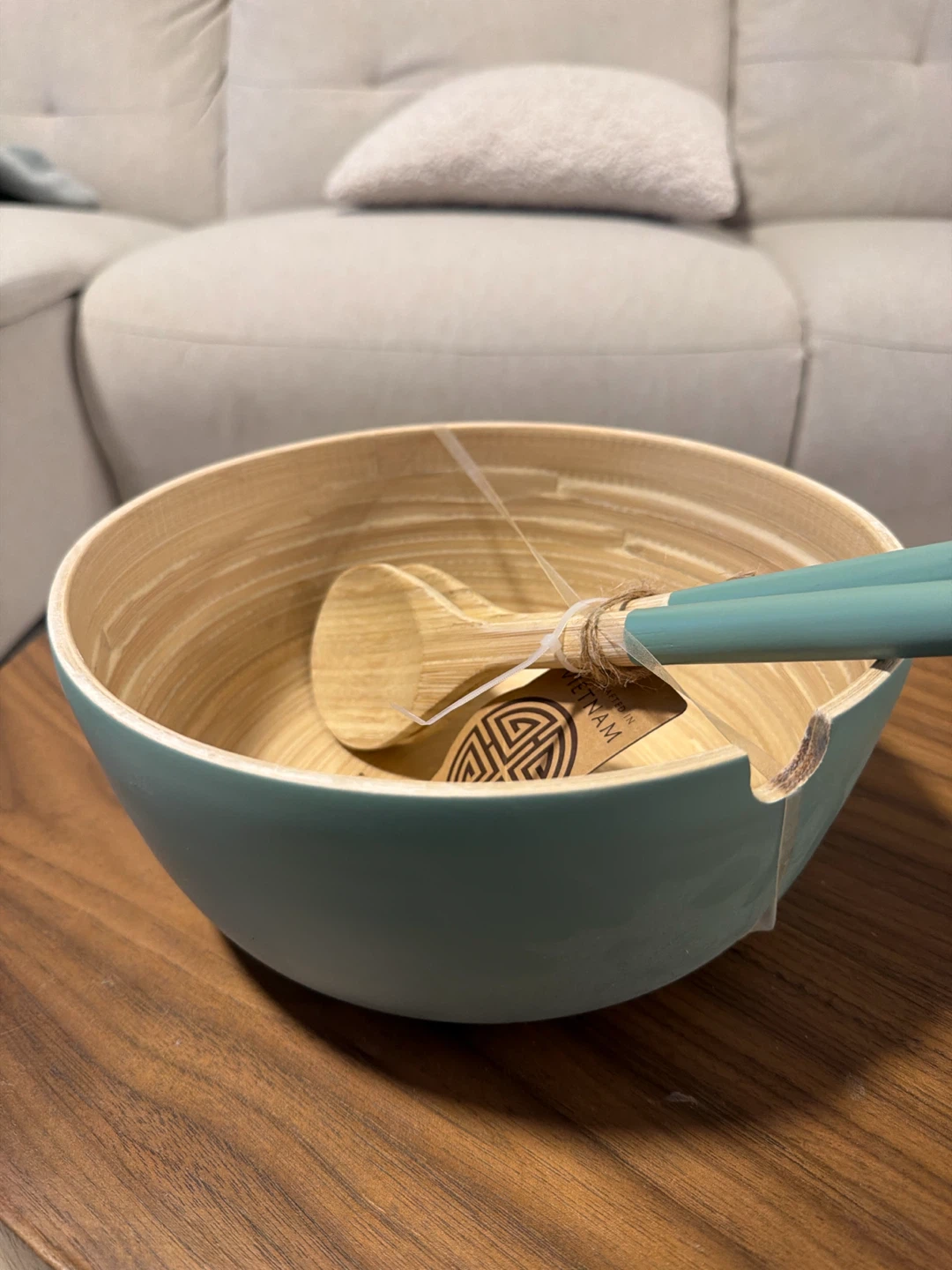 Bamboo Salad Bowl with Servers