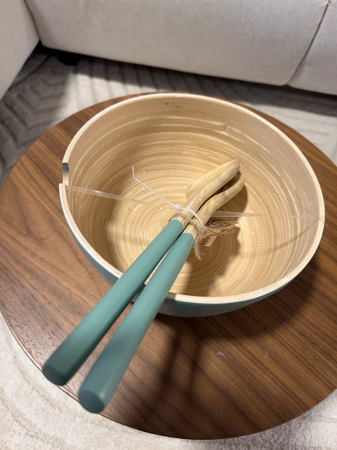 Bamboo Salad Bowl with Servers - photo 3
