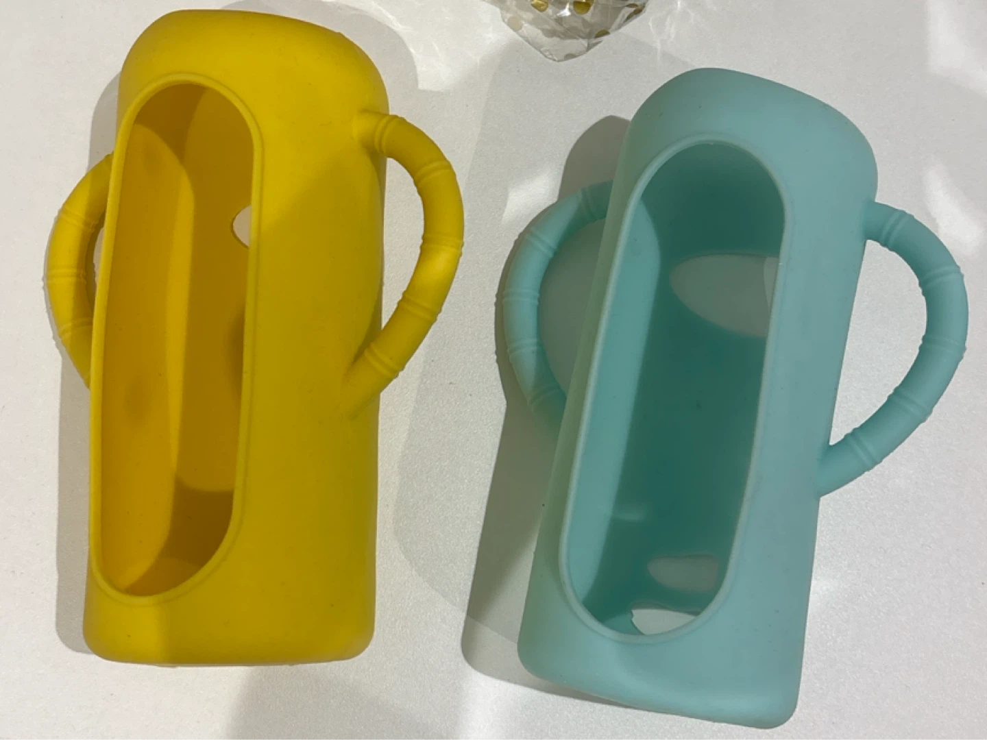 2 Silicone Bottle Sleeves - Yellow & Teal Panda Design - photo 2