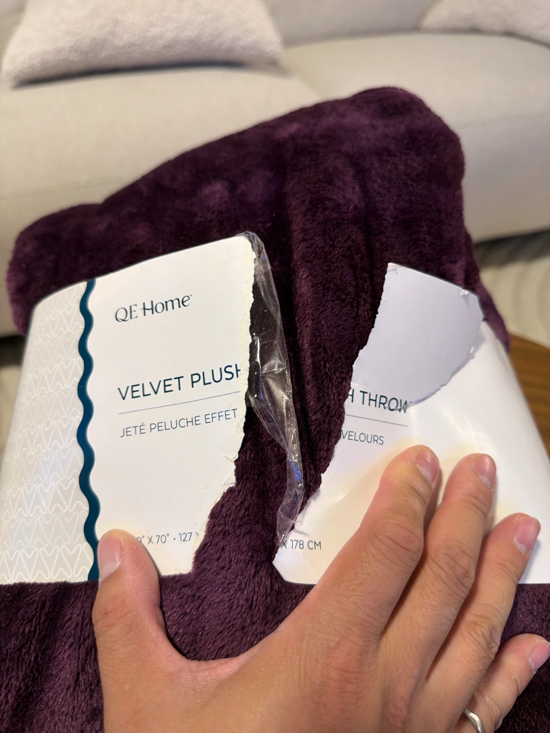 QE Home Velvet Plush Throw Blanket - Plum - photo 2