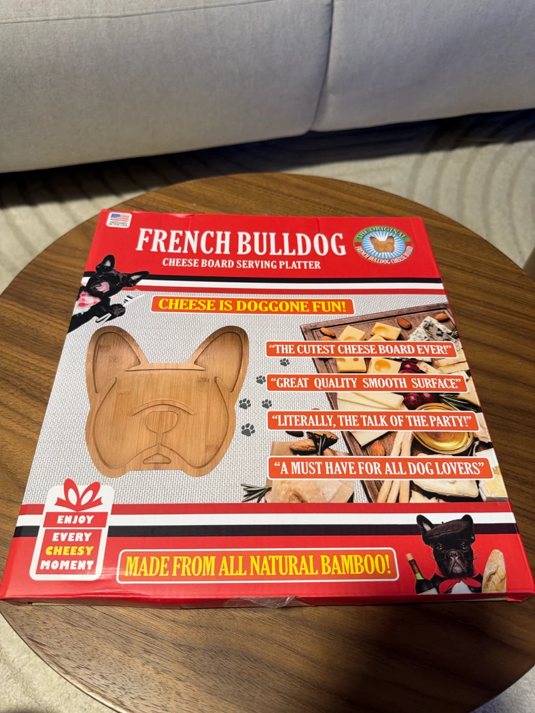 French Bulldog Cheese Board Serving Platter