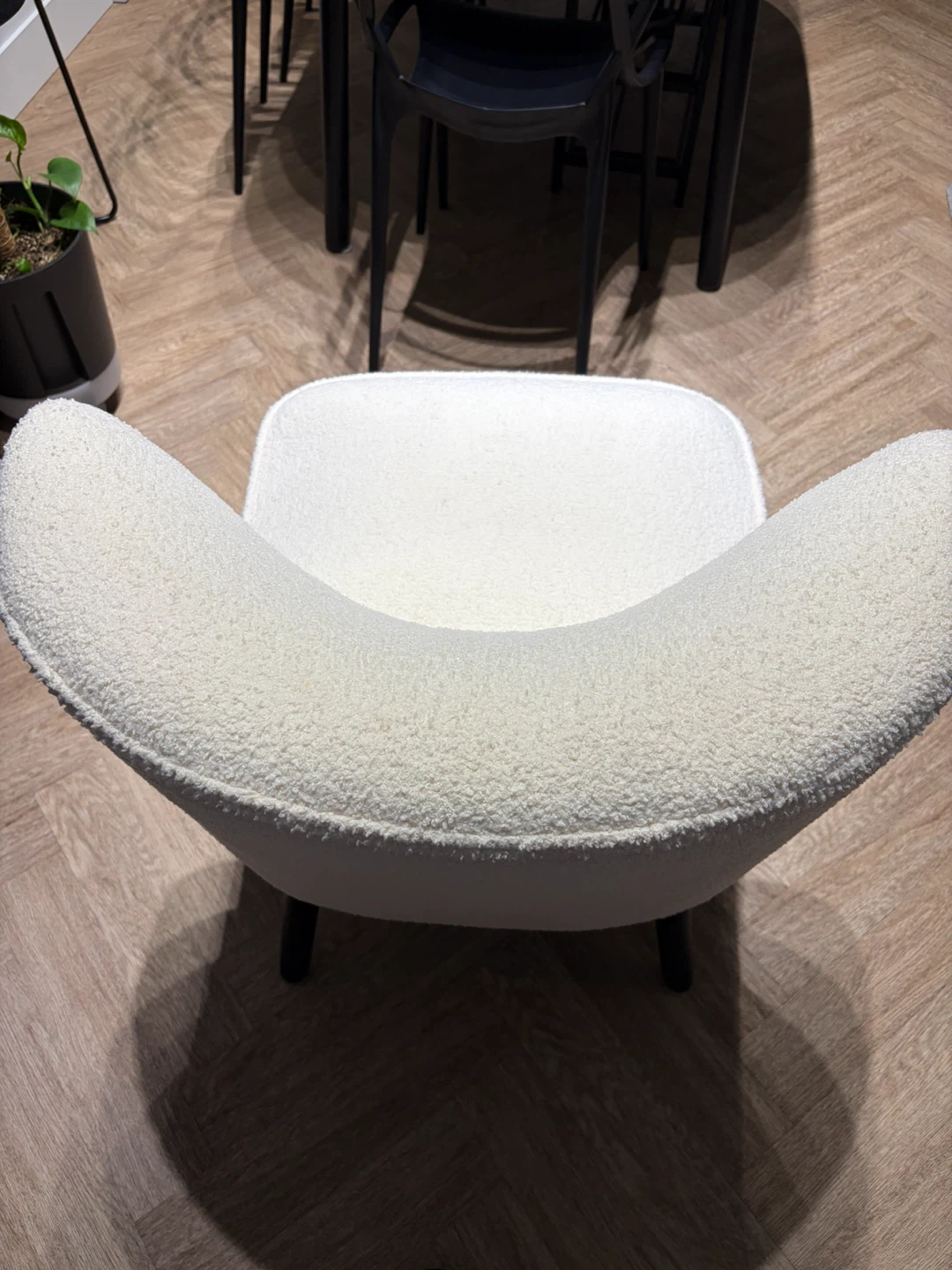 White Boucle Accent Chair