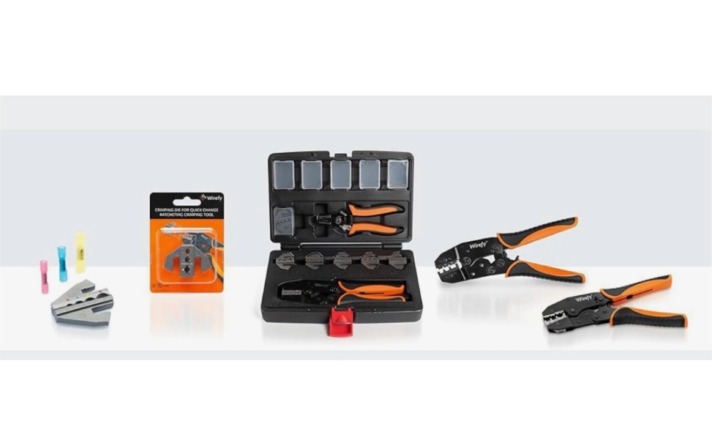 Wirefy 8 PC Quick Change Ratcheting Crimping Tool Kit