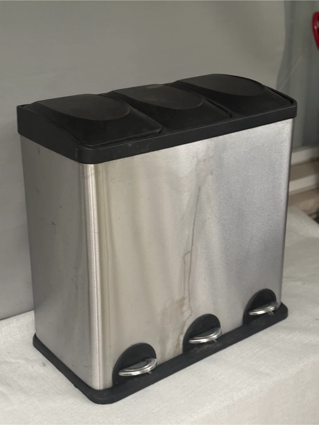 Triple Compartment Stainless Steel Trash Can