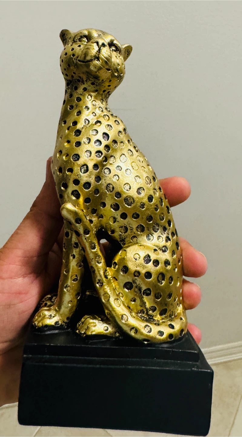 Gold Cheetah Figurine with Black Base - photo 2
