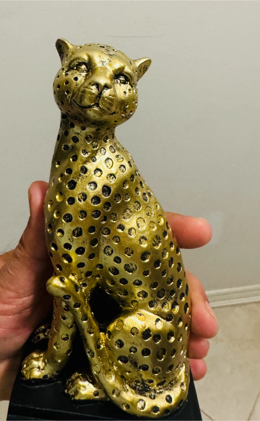 Gold Cheetah Figurine with Black Base - photo 3