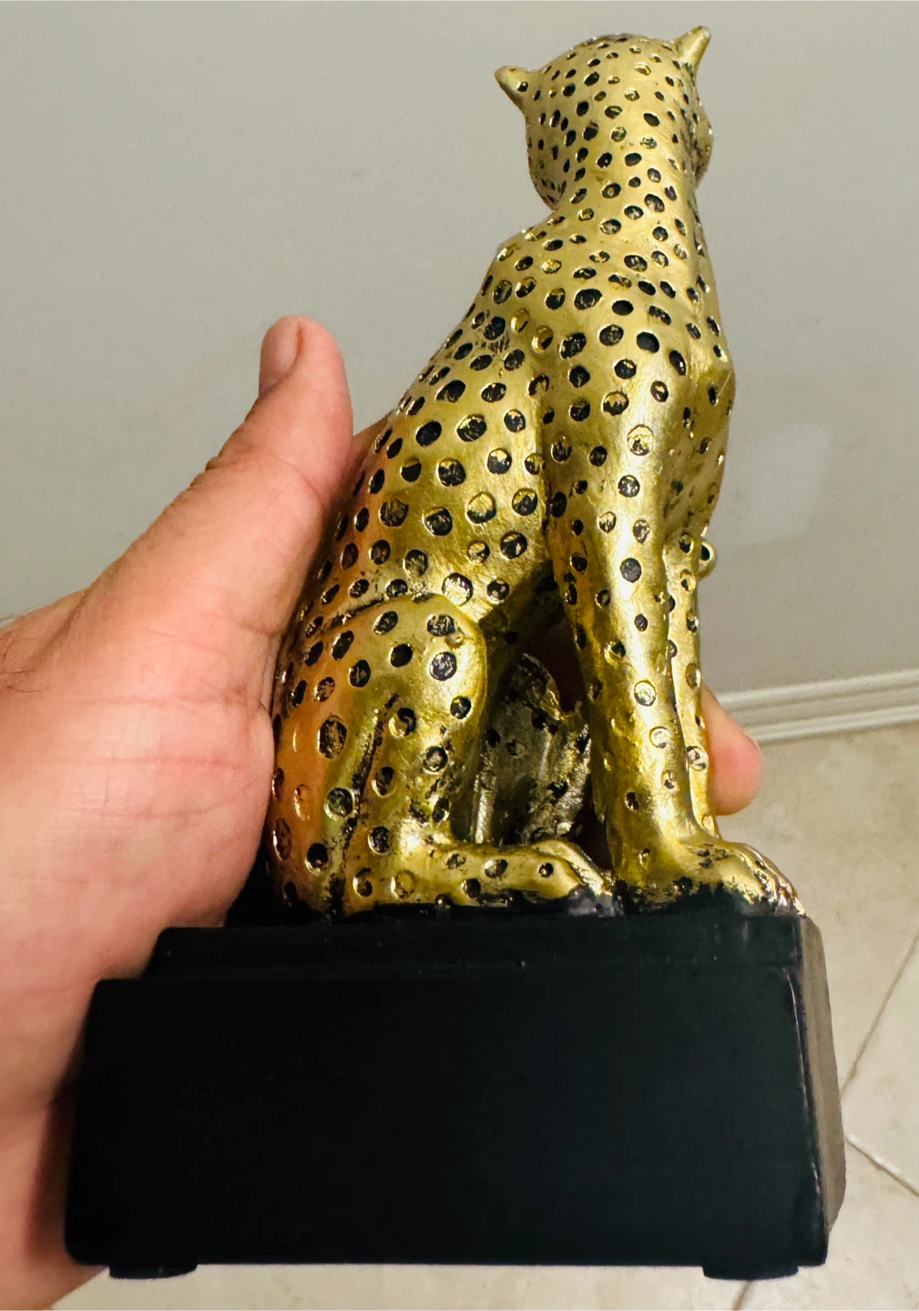 Gold Cheetah Figurine with Black Base - photo 4
