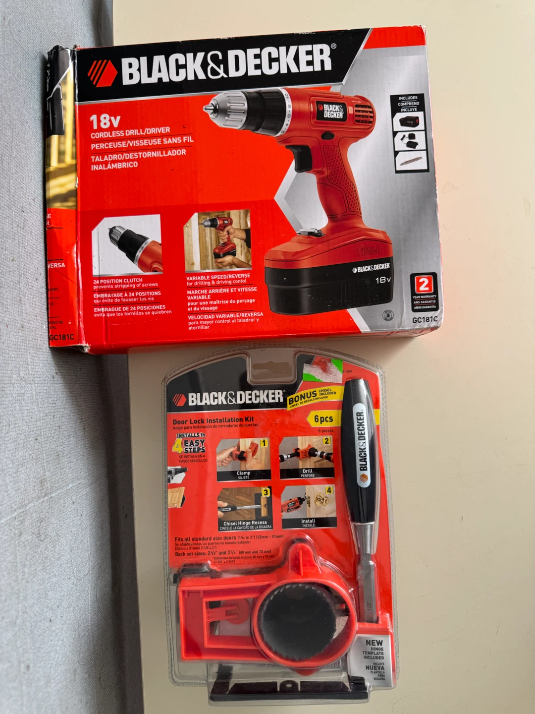 Black & Decker 18V Cordless Drill and Door Lock Installation Kit - photo 4