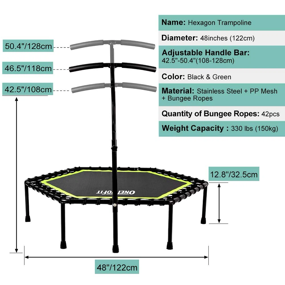 ONETWOFIT 48" Silent Mini Adjustable Trampoline - photo 3