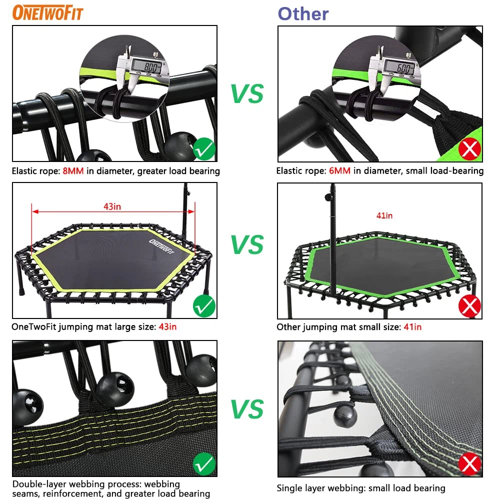 ONETWOFIT 48" Silent Mini Adjustable Trampoline - photo 4