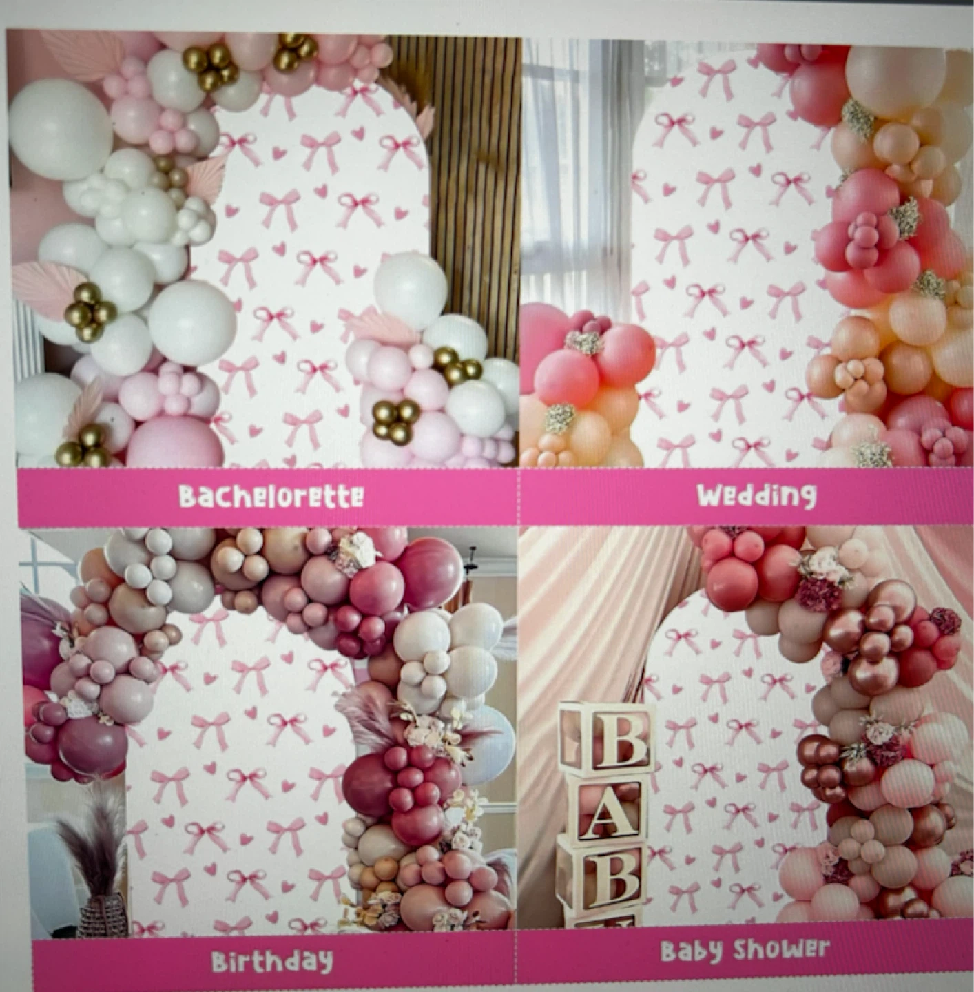 Pink Bows Arch Backdrop Cover - 6ft - photo 5