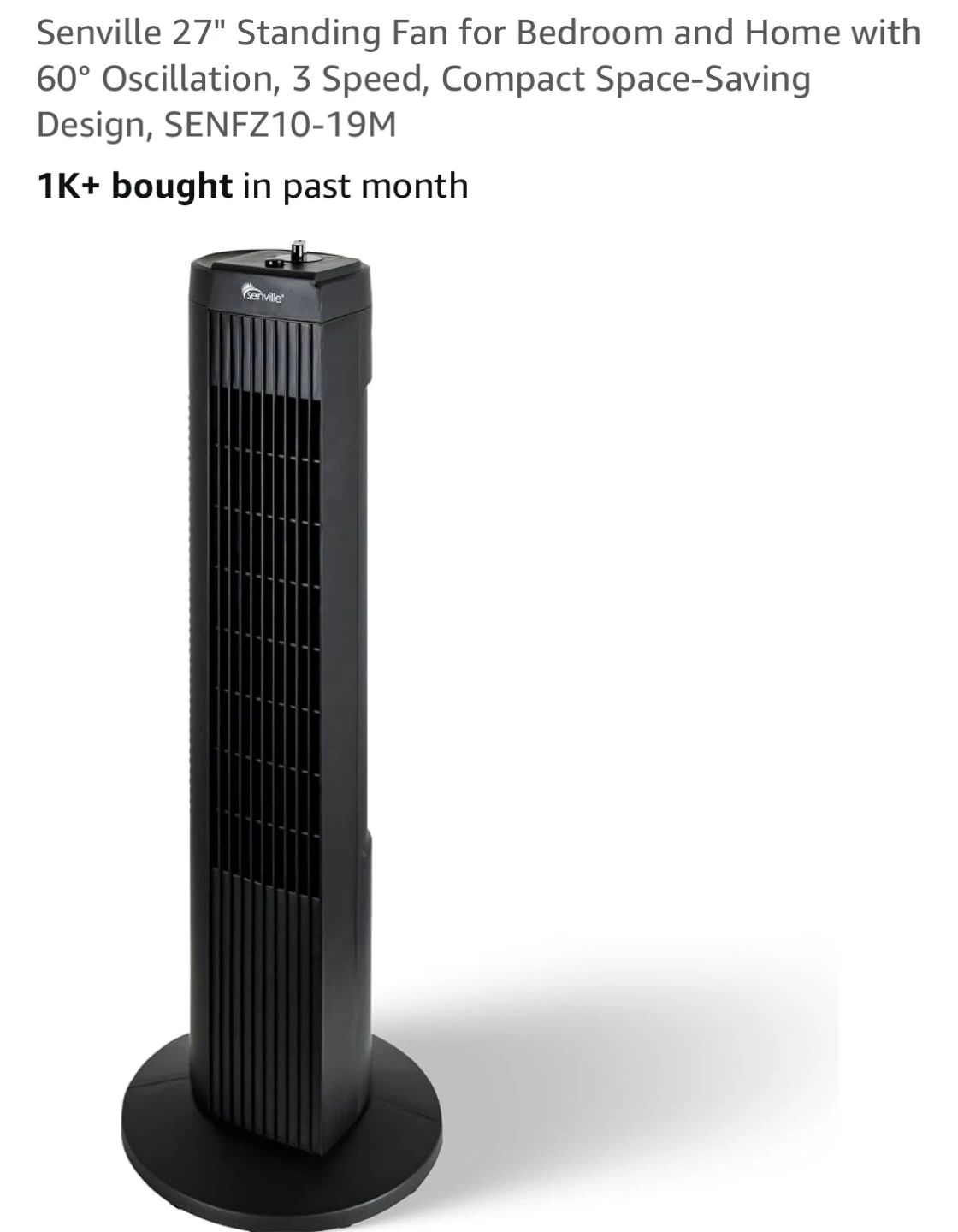 Senville 27" Oscillating Tower Fan