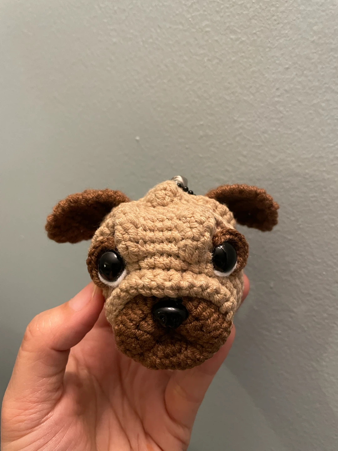 Crocheted Pug dog Keychain Charm