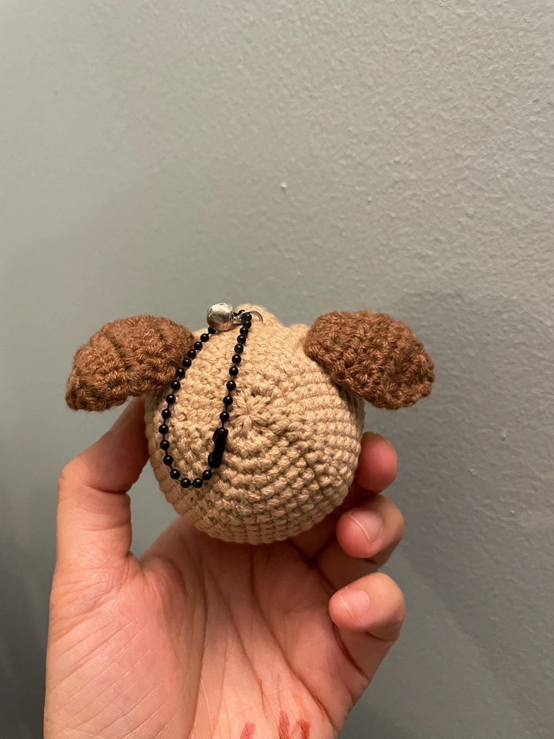 Crocheted Pug dog Keychain Charm - photo 3
