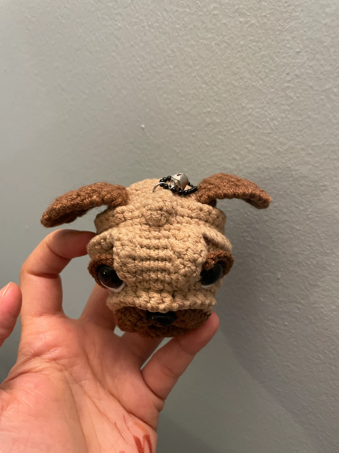 Crocheted Pug dog Keychain Charm - photo 4