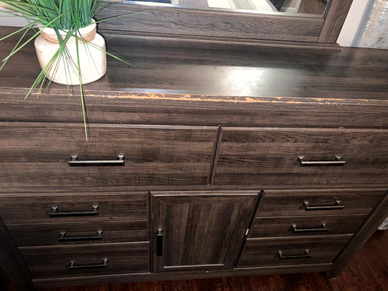 Dark Wood Dresser with Mirror - photo 2