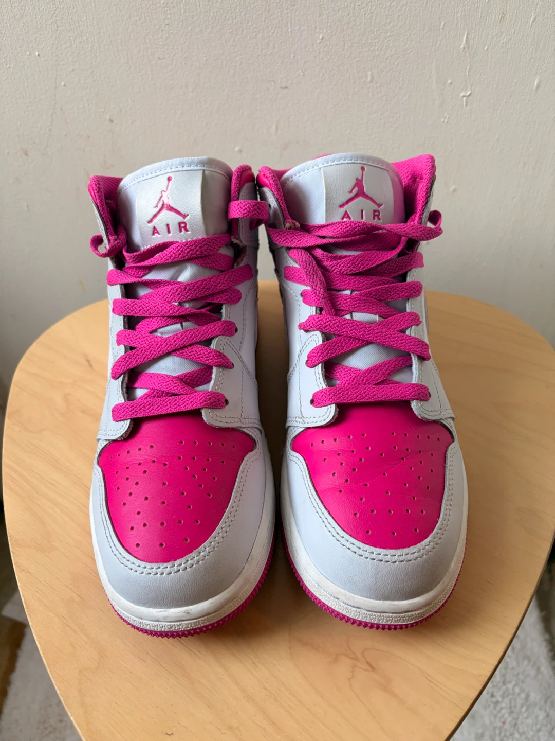 Jordan 1 Mid GS Fierce Pink White Sneakers Size 5Y