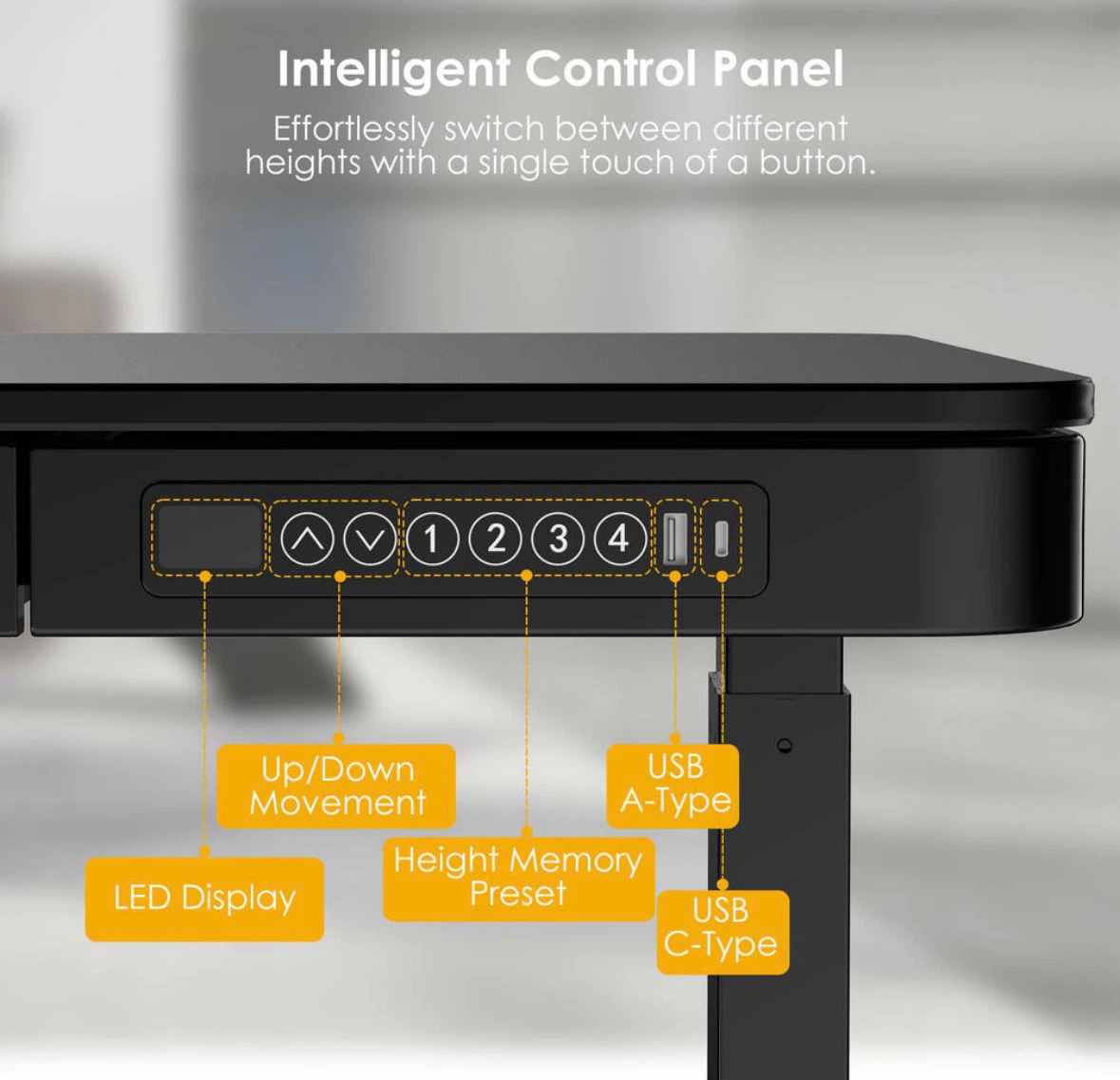 Black Standing Desk with Intelligent Control Panel - photo 2