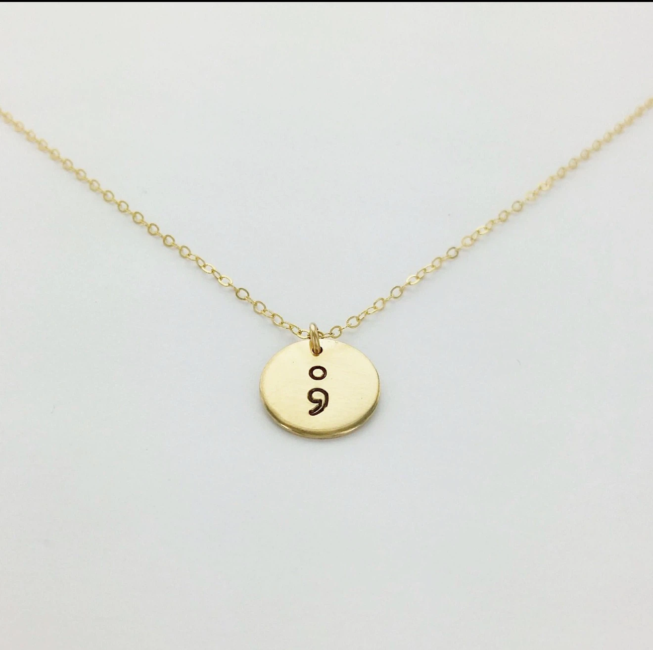 New 14 Karrot Gold Filled Hand Stamped Semicolon Necklace - photo 3