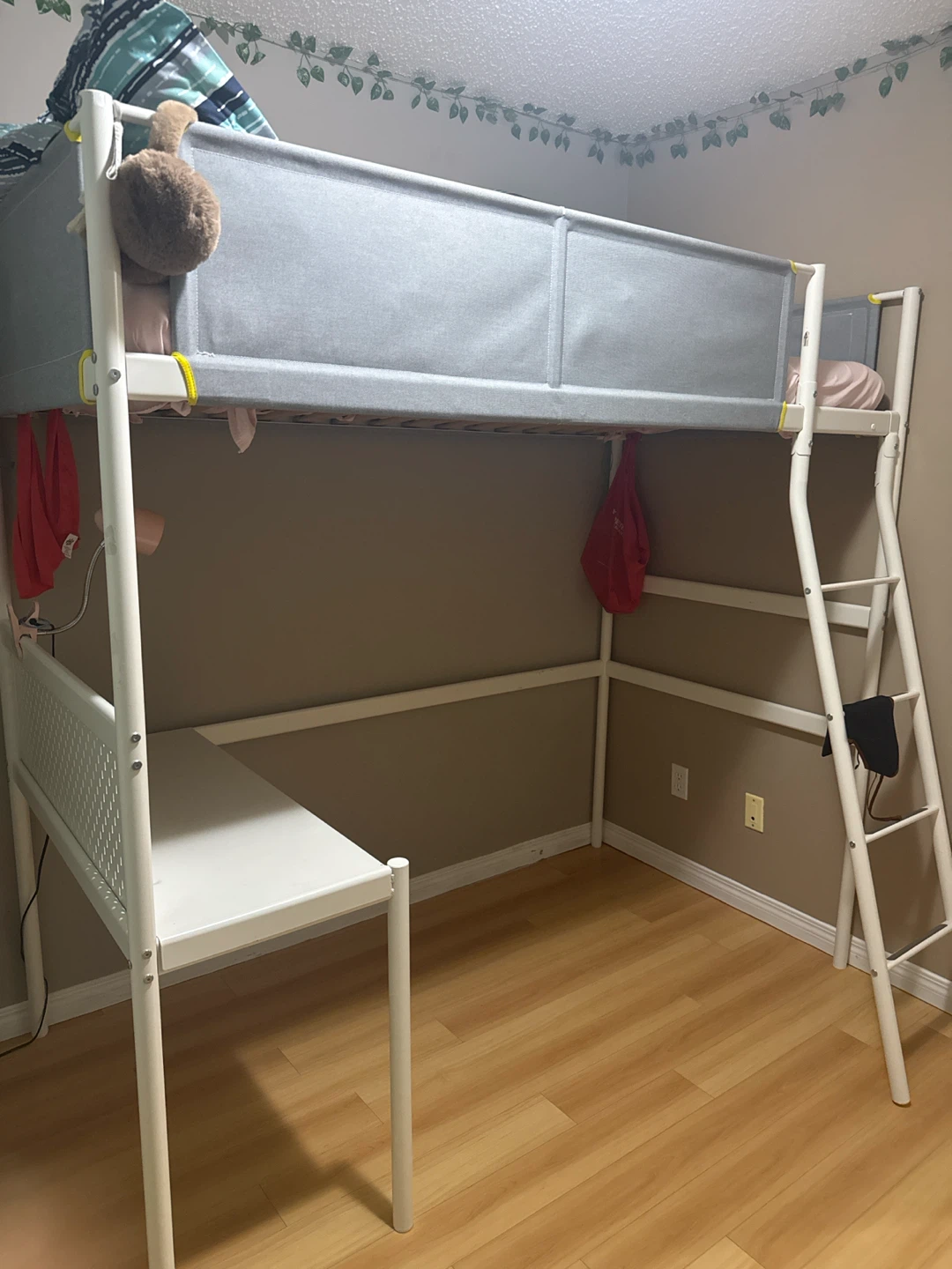 IKEA Loft Bed with Desk and Pegboard