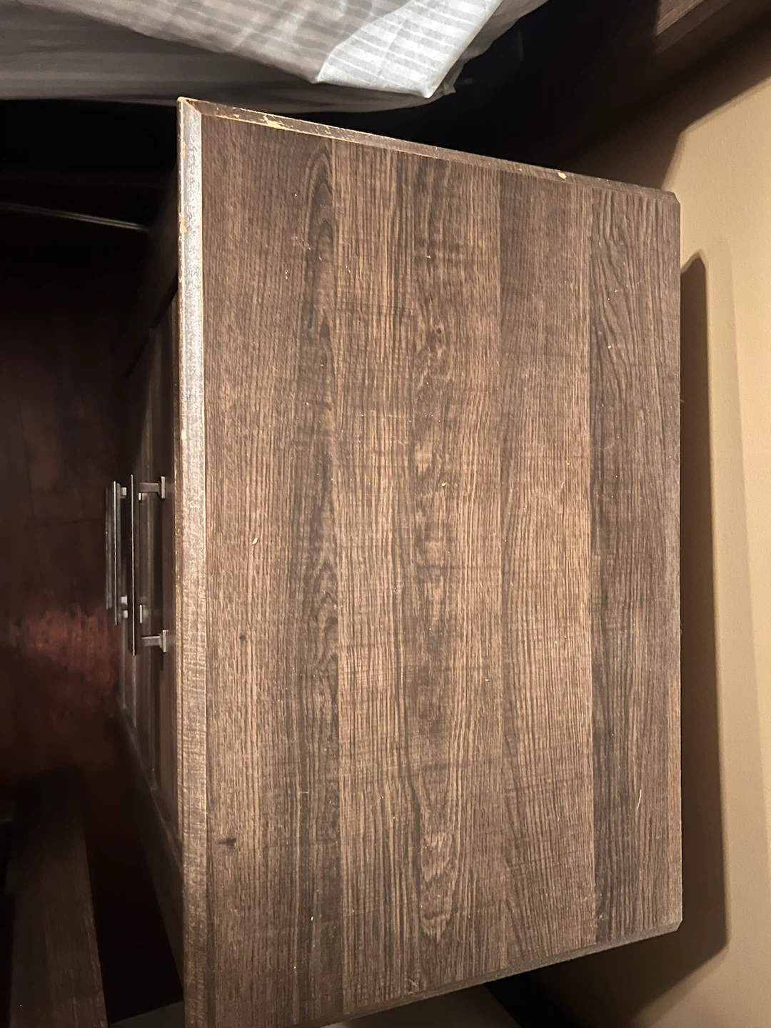 2 Dark Wood Nightstand with 3 Drawers - photo 4
