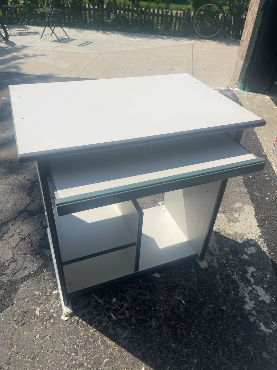 White and Grey Side Table with Shelves