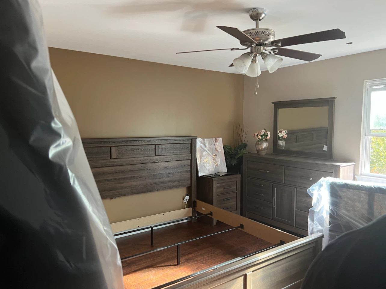 King Wooden Bed Frame with Headboard- no mattress
