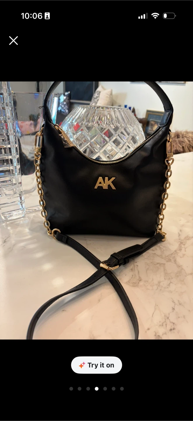 Anne Klein Black Shoulder Bag with Gold Chain - photo 3