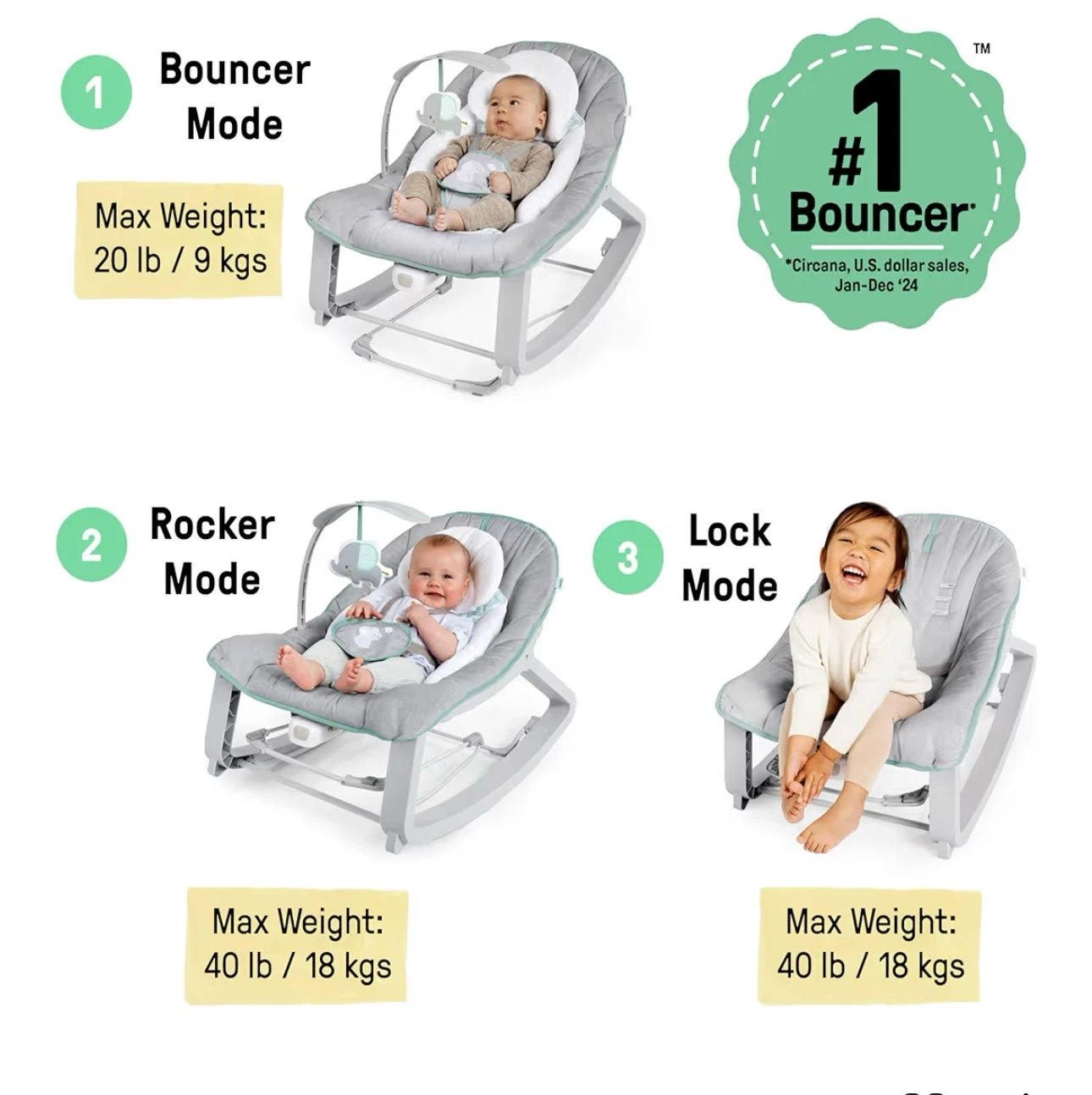 Ingenuity Baby Rocker and Bouncer - photo 3