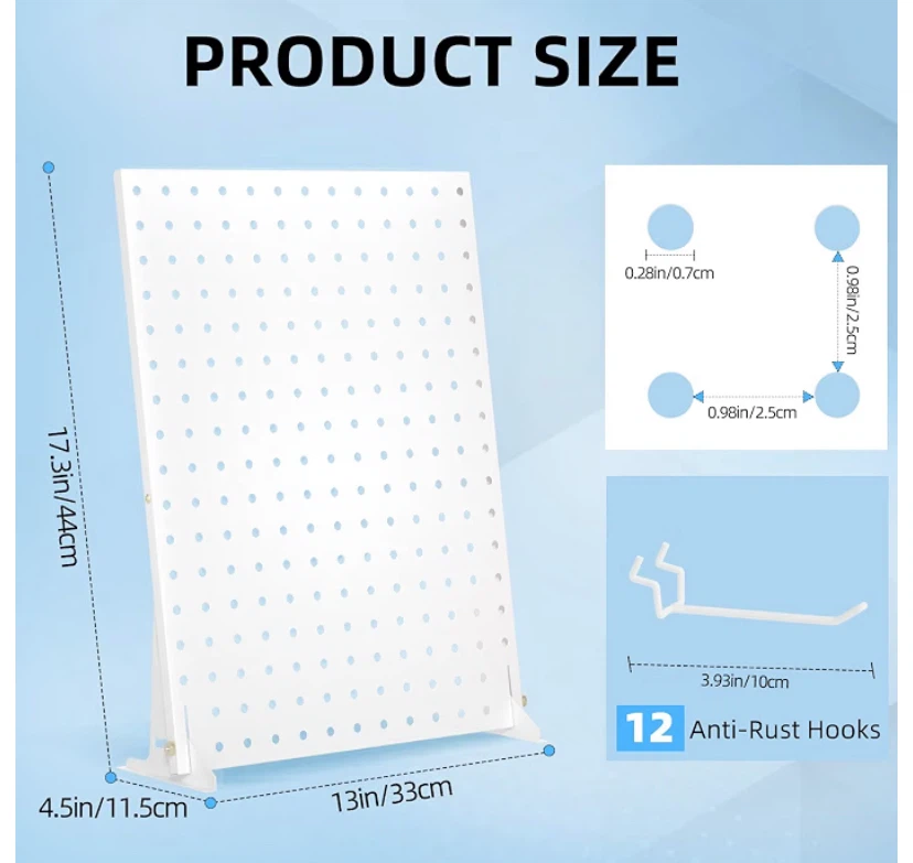 White Pegboard Display Stand with Hooks - photo 2
