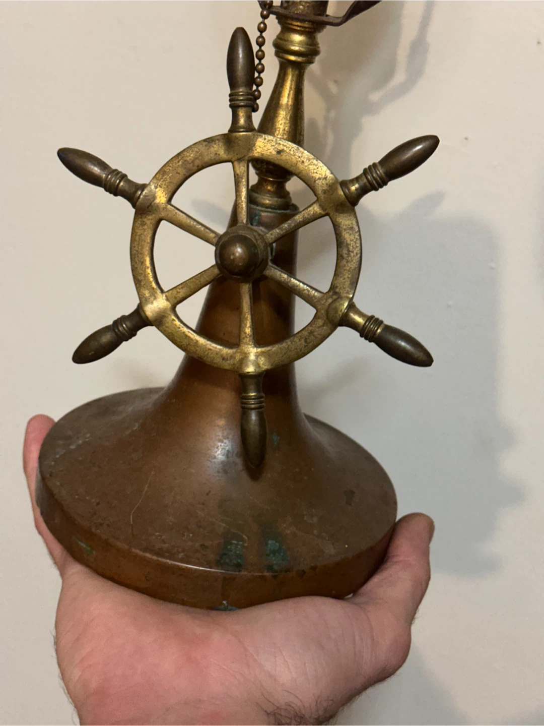 Vintage Brass Ship Wheel Nautical Lamp by Spencer & Sons - photo 2
