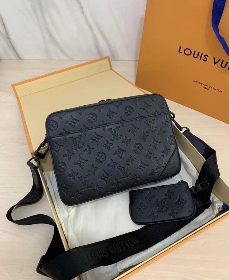 Louis Vuitton Black Monogram Crossbody Bag with Pouch