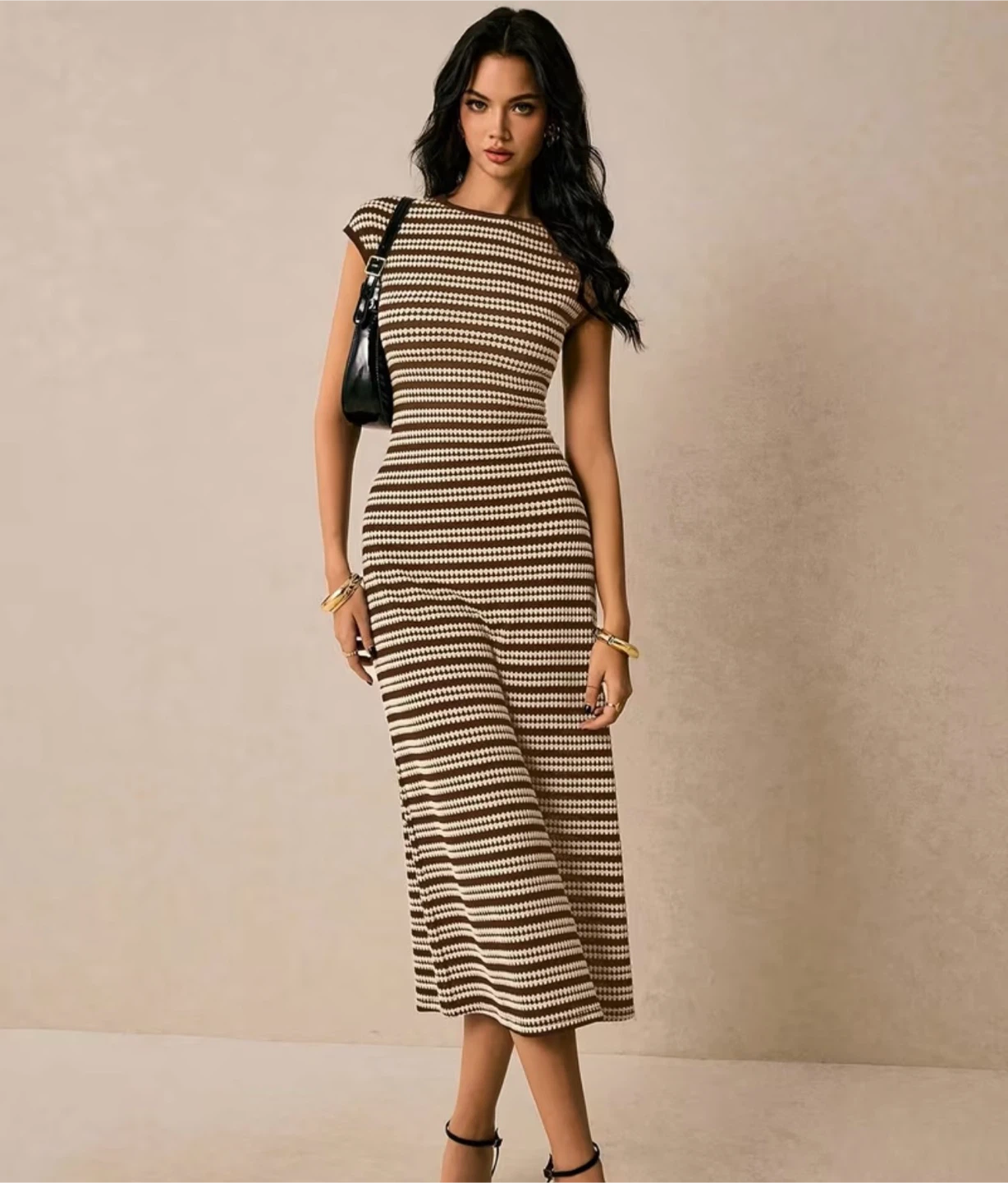 Striped Knit Midi Dress - photo 3