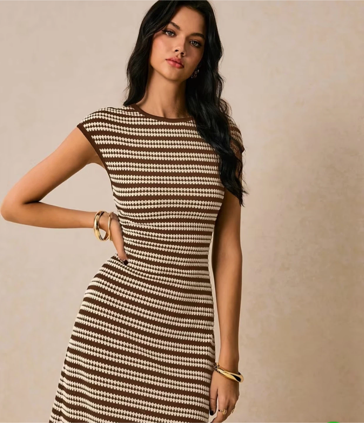 Striped Knit Midi Dress - photo 5