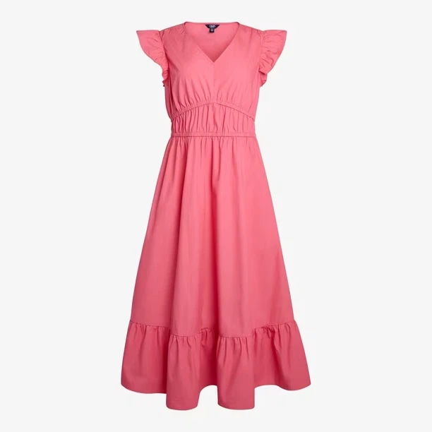 Chaps Women's Pink Ruffle Maxi Dress