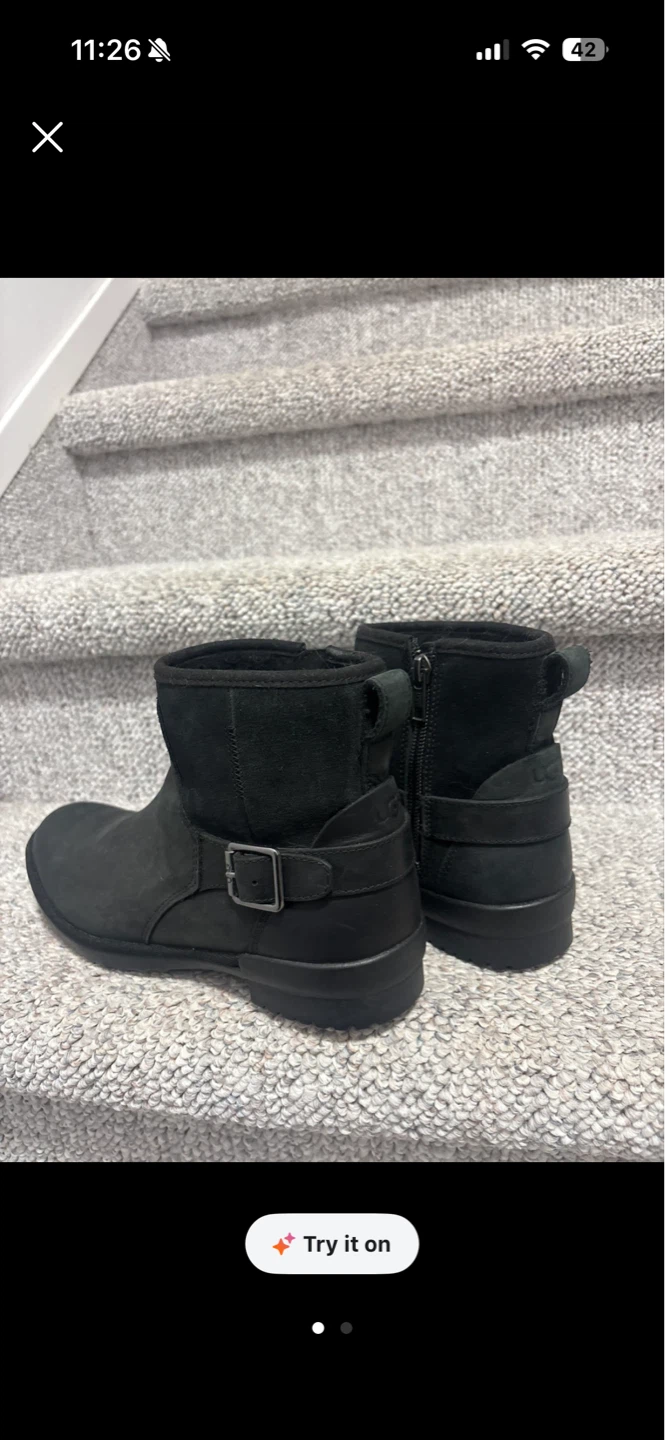 UGG Black Suede Leather Boots